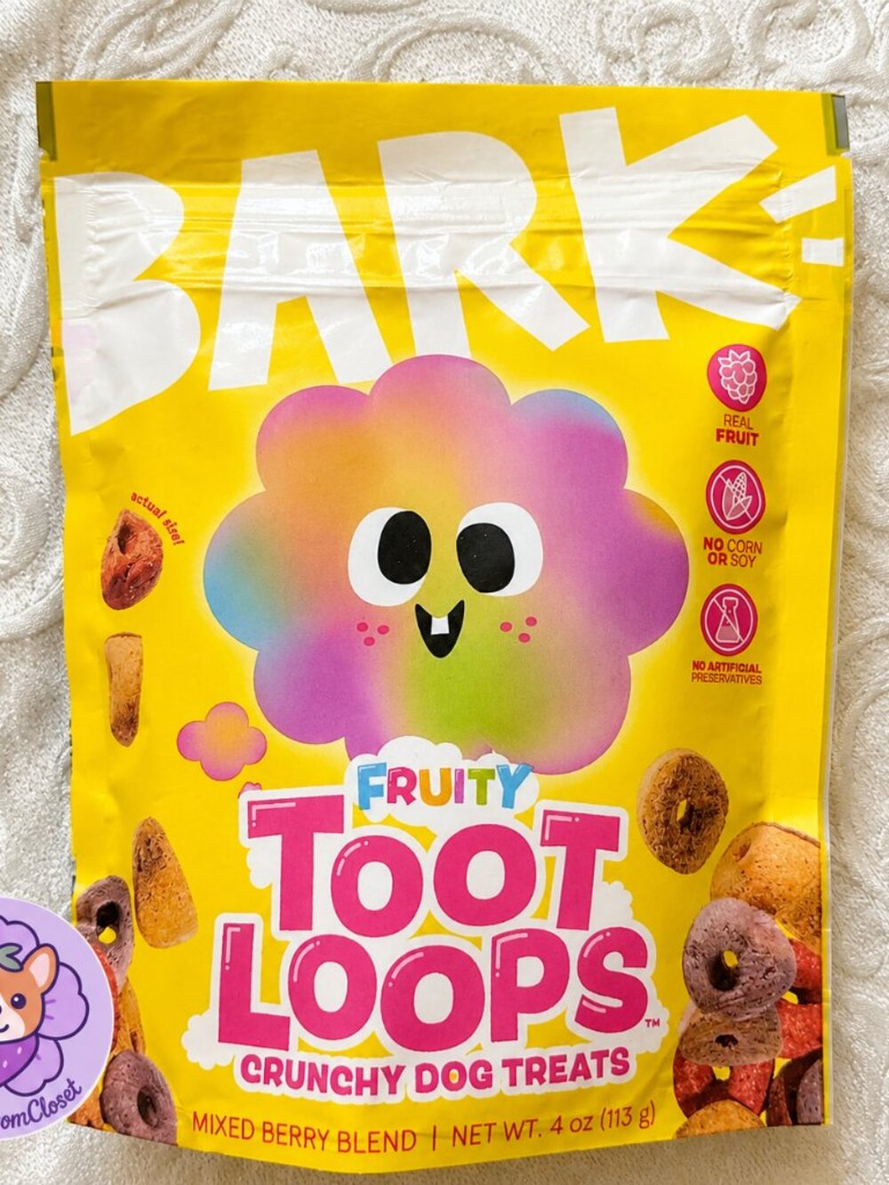 BARK Fruity Toot Loops Crunchy Dog Treats 4 oz  - No grains - Exp 07/2027